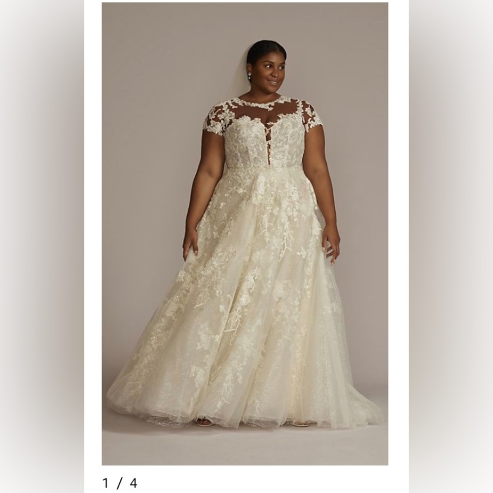 Lace Illusion Cap Sleeve Ball Gown ****NEVER WORN****
